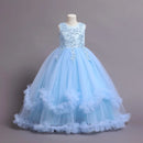 Girls dress princess flower lace long dress birthday communion Party Wedding Dress Embroidery Dress