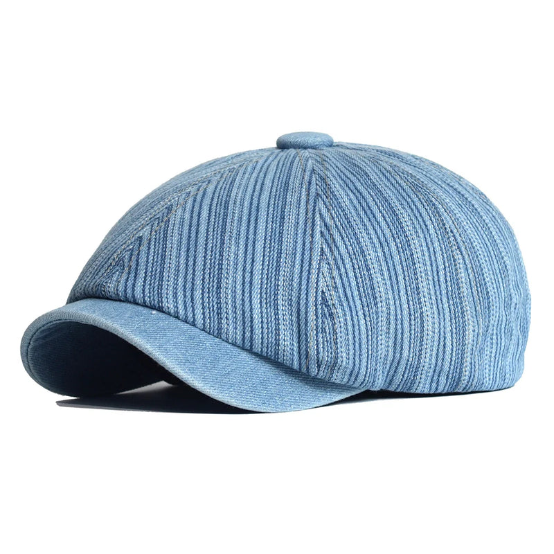 Four Seasons Denim Caps Hat For Male Detective Hats Retro Flat Caps