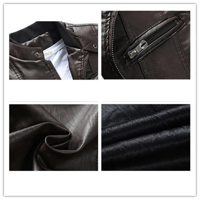 Men Jackets Coats Motorcycle Biker Faux Leather Jacket Men Autumn Winter Clothes European