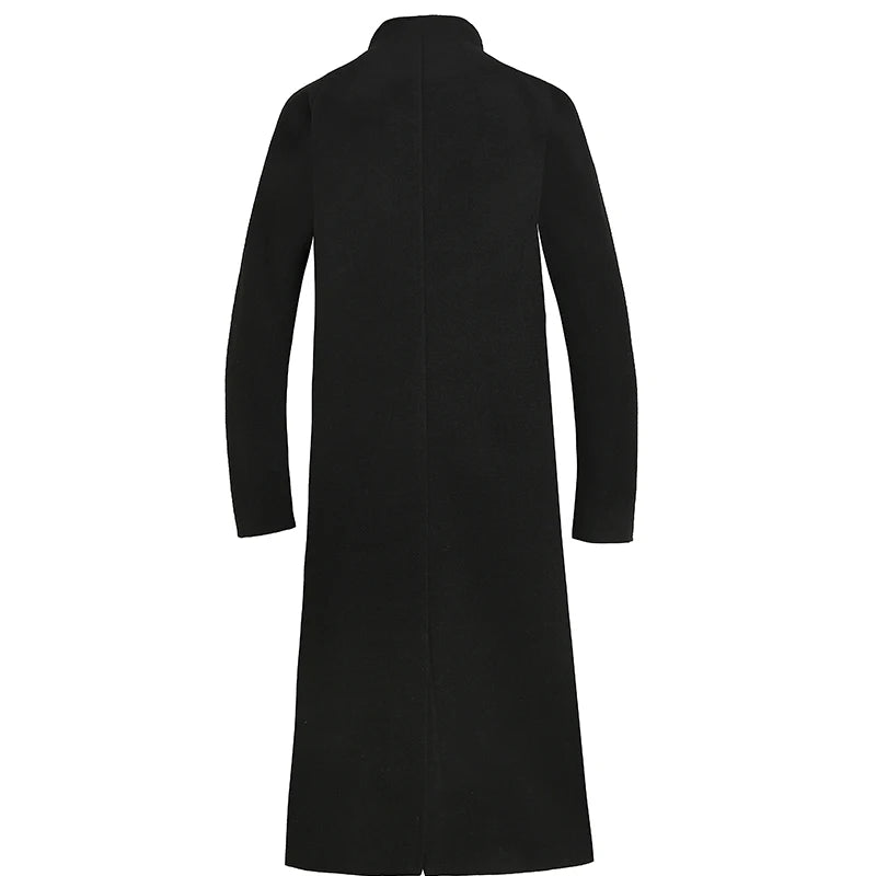 Autumn Winter Medium Length Jacket Thickened Woolen Coat Loose Casual Double Breasted Trench Coat