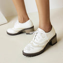 Women Ladies Brogues Oxford Lace Up Shoes Vintage Round Toe Women Ankle Boot England Style high heels