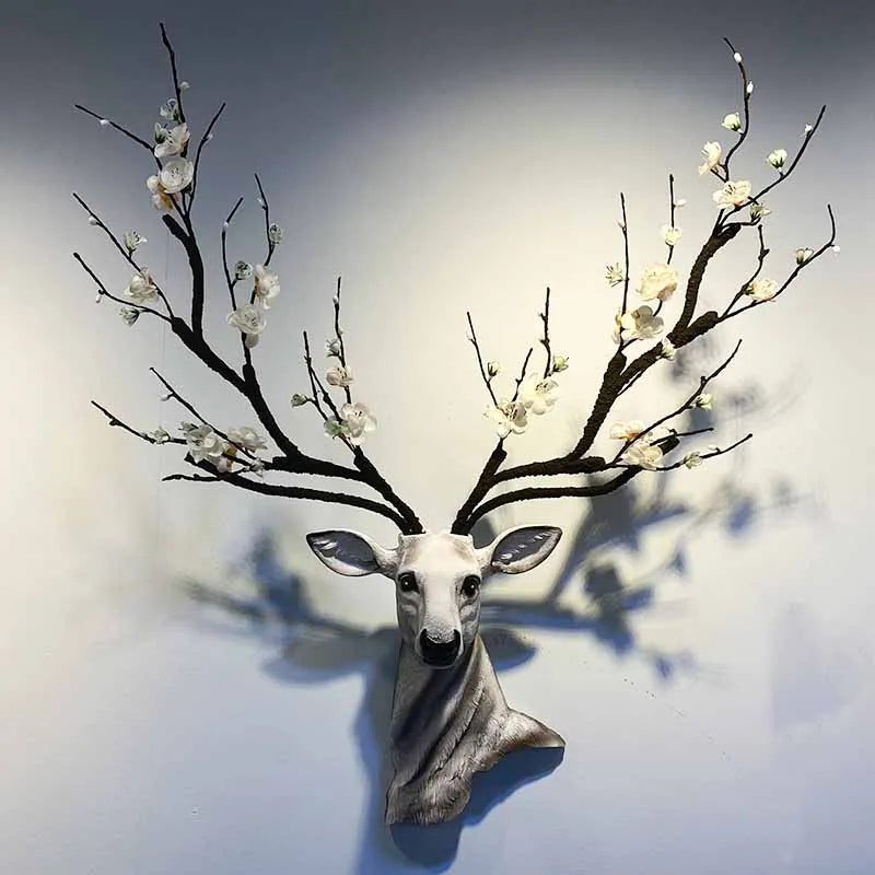 Deer Head Wall Decoration Board Room Wall Decor Large Size Animal Statue Resin Crafts Lucky Deer Head Wall Hanging