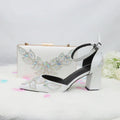 White Beads Pearl wedding shoes Bride Pointed Toe Square Thick High Heel Party dress shoes
