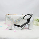 White Beads Pearl wedding shoes Bride Pointed Toe Square Thick High Heel Party dress shoes