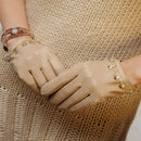 Leather Gloves Female Spring Autumn Thin Unlined Driving Genuine Leather Woman's Gloves Lace Wrist