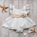 Citgeett Summer Infant Baby Girls Fresh Solid Color Bodysuit Flower Skirt Hem Lace Sleeveless Triangle Jumpsuits Clothes