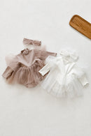 New Spring Baby Bodysuits Girls Mesh Skirt Toddler Cute Lace One Piece Girls Clothes