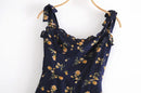 Summer Dress Chiffon Pastoral Style Vintage Ruffle Floral Midi Dress Women