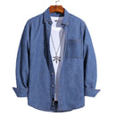 Cotton Denim Shirt Men Full Sleeve Thin Casual Regular Fit males leisure for Men Soft Comfortable pocket top