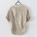 Retro Pure Linen Shirt Men Brand Short Sleeve Shirts For Men