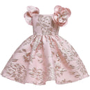 children's dress Year's Christmas birthday party embroidered one shoulder flower dress