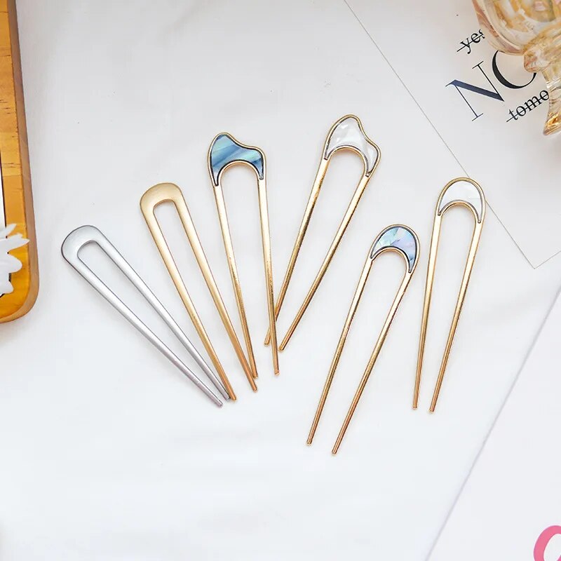 Metal Hair Sticks For Women Girl Hair Clip Pins Minimalist U Shape Female Hairpins Hair Accessories Headwear