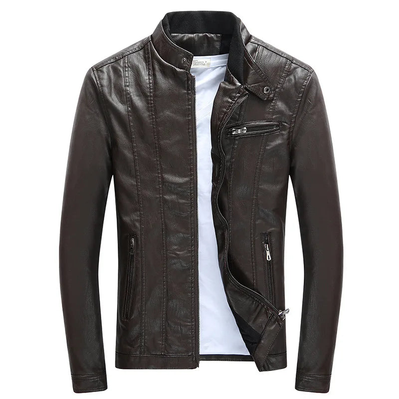 Men Jackets Coats Motorcycle Biker Faux Leather Jacket Men Autumn Winter Clothes European