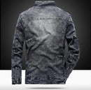 Men Vintage Denim Jacket Men Slim Fit Solid Mens Velvet Coat Men's Retro Denim Jacket