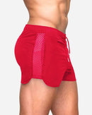 Summer Breathable Quick Drying Elastic Mesh Shorts European and American Fitness Training Sprint Six Shorts Men