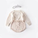 Baby Girls Soft Knitted Rompers Clothes Cute Heart Ball Jumpsuit Little Baby Autumn Winter Outfits