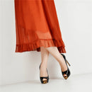 Pointed Toe High Heel Slip On Pumps Thin Heel Party Leopard Black Large Size US5~15