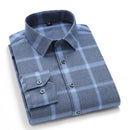 Spring Autumn Bamboo Fibre Mens Shirts Long Sleeve Cotton Casual Plaid