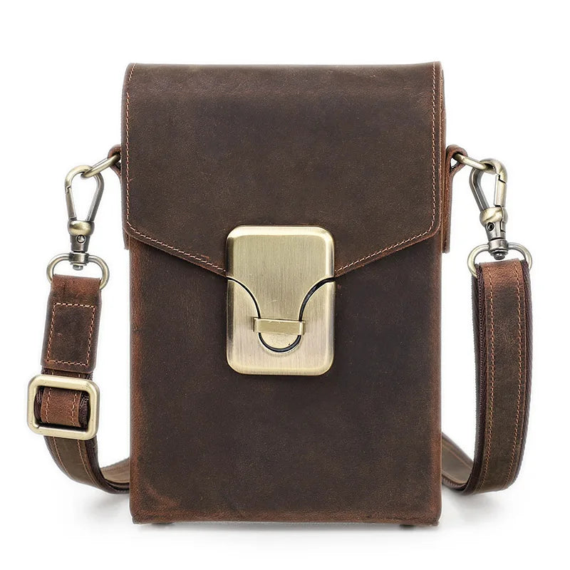 Leather Small Crossbody Bag Casual Men Shoulder Bags Luxury Purse Male Leather