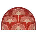 Decorative red and beige half-circle mat with geometric pattern on a white background, Obroi