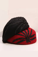 Women Wool Beret Hat Girl Autumn Winter Retro Lace Flower Berets Cap