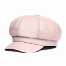 Winter Spring Women Hat Genuine Leather Short Brim Caps Dome Beret Hats