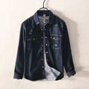 Retro Men Slim Fitted Denim Shirts Comfortable Pure Cotton Jeans Shirt Cowboy Clothes