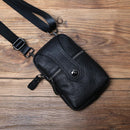 Leather Men Waist Bag Top Layer Casual Bag Wear Belt Vertical Shoulder Messenger Bag