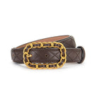 Belt Women Leather Material Metal Chains Pin Buckle Rhombic Pattern Luxury Brand Designer Belt