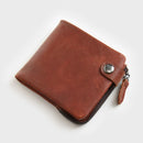 Genuine Leather Men's Short Wallet Soft Small Purse Card Holder Zipper Coin Pocket