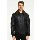 Men Black Shearling Jacket Coat Short Thick Warm Men Fur Jacket