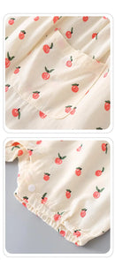 Baby Clothes Girl Summer Casual Baby Short Sleeve Cotton Rompers Head Band Fruits Toddler Princess Jumpsuits