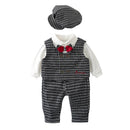 Children Boys Bow Tie Gentleman Outfits Formal Wedding Suits Toddler Long Sleeve  Black Grid Vest Pants Baby Birthday Gifts