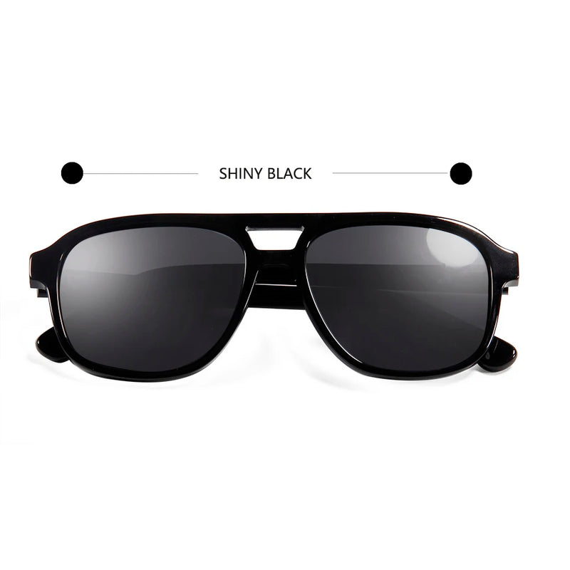 Acetate Sunglasses Polarized Square Double Bridges Aviation Sun Glasses For Designer Street Style