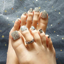 Summer Silver Sparkling Silver Diamond Finished Manicure Patch False Nails Toe Nail Press