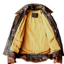 Style genuine Leather jacket Vintage brown cowhide coat Men biker jacket Leather coat