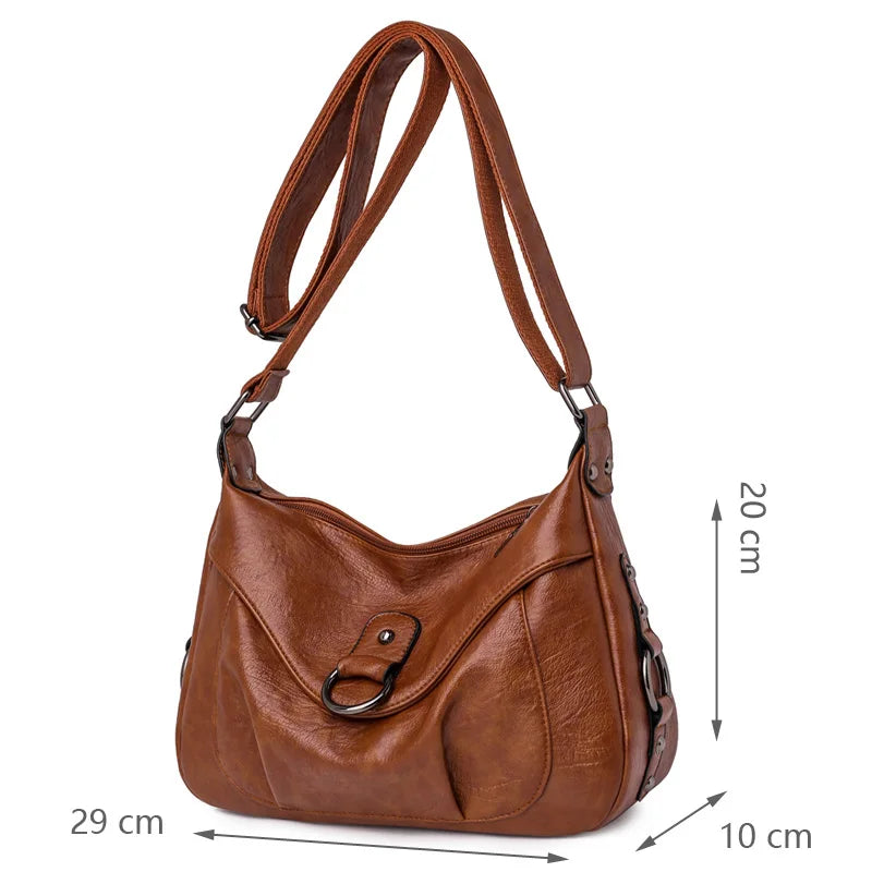 Women Shoulder Bag Vintage Crossbody Bag Leather Messenger Bag Lady Handbag Purse Women