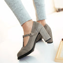 Women Pumps Buckle Thick Heels with T-strap Ladies High Heels Platform Women Pumps Footwear