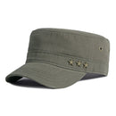 Casual Flat Top Army Caps For Men Cotton Military Hats Women Solid Black Sun Hat
