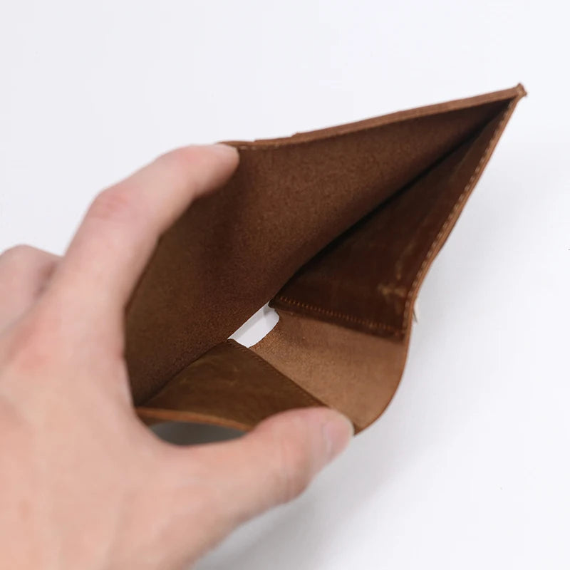Genuine Leather Wallet For Men Male Short Bifold Small Slim Men's Zipper Coin Pocket