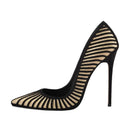 Women Pointed Toe High Heels Slip on Stiletto Pumps Dress Classic Stripes