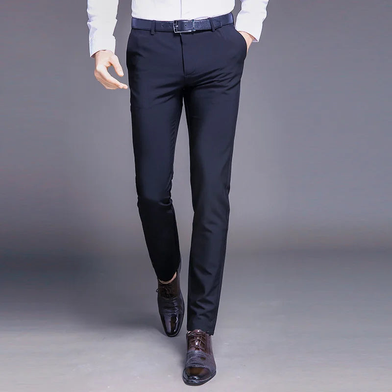 Men Suit Pants Straight Spring Autumn Long Male Classic Business Casual Trousers Slim Fit Full Length