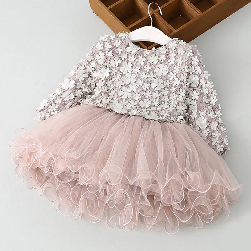 Baby Girl Dress Girls Garden Floral Sleeve Baby Dress Toddler Princess Birthday Clothing Dress for 2-6Y