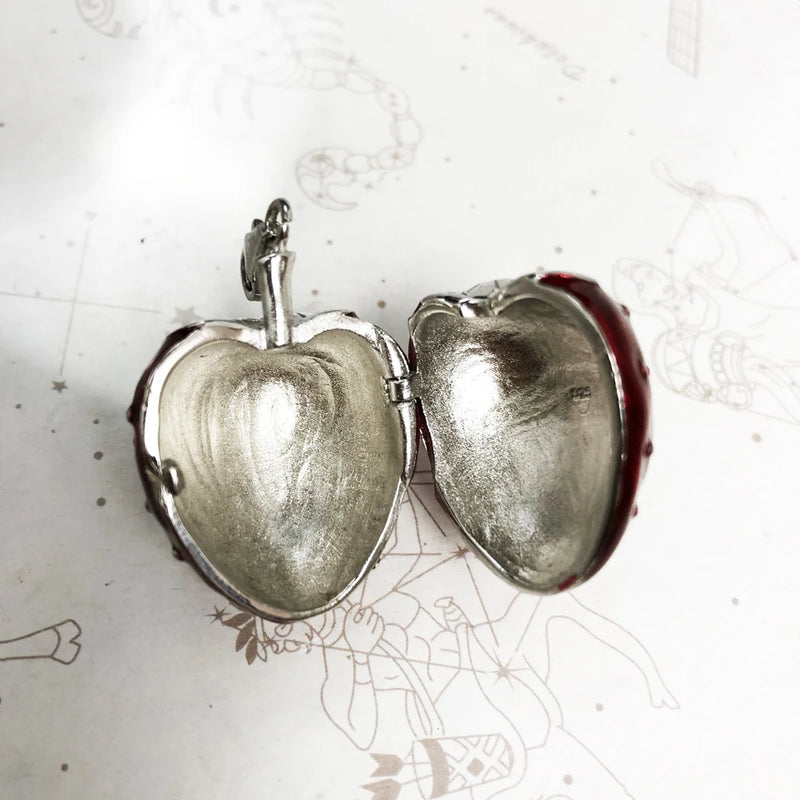 Pendant Red Strawberry Locket Jewelry Europe 925 Sterling Silver Accessories Gift
