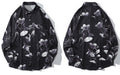 Hawaiian Beach Shirts Graffiti Flowers Long Sleeve Button Shirts Hip Hop Casual Holiday Party Blouse