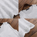 Lace Tops Women's Hollow Elegant Casual Summer Tank Tunic Female O Neck Sleeveless