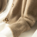 Autumn and Winter Wool Cashmere Sweater Women's Half High Neck Cardigan Warm Knitted Sweater Women