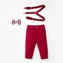 Boy Suit Clothing Sets Birthday Wedding Toddler Boys Clothes Bow Star Shirt Red Pant Belt Kids Party Outfit