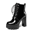 Heeled Female Patent Leather Boots Women Short Boots Gothic Women Shoes