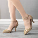 Women Shoes Wedding Bridal Glitter Fetish Stiletto Rhinestone Gold Pumps